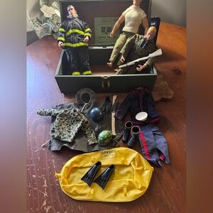 1964 G.I. Joe with two 1990s G.I. Joe’s with supplies and Box vintage